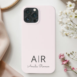 Minimalistisch Monogram Initiaal & Naam Pastel Roz Case-Mate iPhone Case