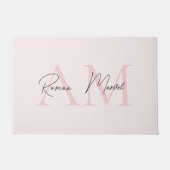 Minimalistisch Monogram Initiaal & Naam Pastel Roz Deurmat (Voorkant)