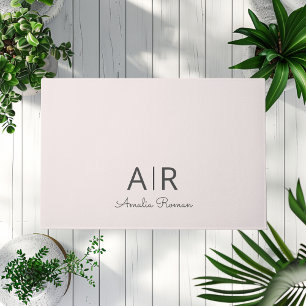 Minimalistisch Monogram Initiaal & Naam Pastel Roz Deurmat