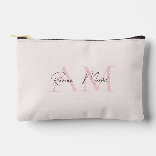 Minimalistisch Monogram Initiaal & Naam Pastel Roz Etui (Voorkant)