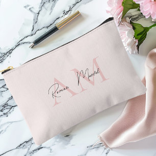 Minimalistisch Monogram Initiaal & Naam Pastel Roz Etui