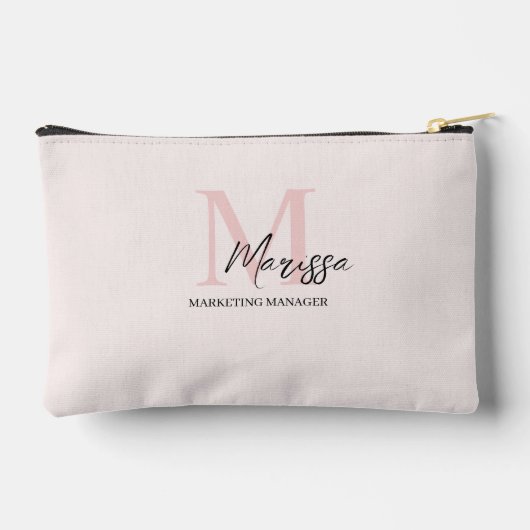 Minimalistisch Monogram Initiaal & Naam Pastel Roz Etui (Achterkant)