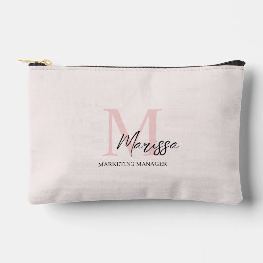 Minimalistisch Monogram Initiaal & Naam Pastel Roz Etui (Voorkant)