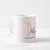 Minimalistisch Monogram Initiaal & Naam Pastel Roz Koffiemok (Voorkant links)