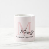 Minimalistisch Monogram Initiaal & Naam Pastel Roz Koffiemok (Center)
