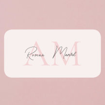Minimalistisch Monogram Initiaal & Naam Pastel Roz