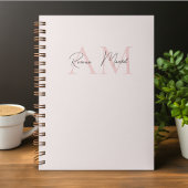 Minimalistisch Monogram Initiaal & Naam Pastel Roz Notitieboek