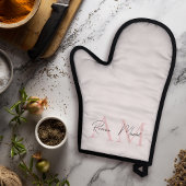 Minimalistisch Monogram Initiaal & Naam Pastel Roz Ovenwant & Pannenlap Set