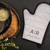 Minimalistisch Monogram Initiaal & Naam Pastel Roz Ovenwant & Pannenlap Set