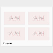 Minimalistisch Monogram Initiaal & Naam Pastel Roz Rechthoekige Sticker (Vel)