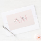 Minimalistisch Monogram Initiaal & Naam Pastel Roz Rechthoekige Sticker (Envelop)