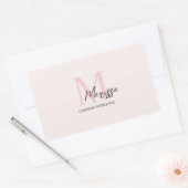 Minimalistisch Monogram Initiaal & Naam Pastel Roz Rechthoekige Sticker (Envelop)