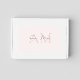 Minimalistisch Monogram Initiaal & Naam Pastel Roz Rechthoekige Sticker