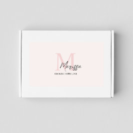 Minimalistisch Monogram Initiaal & Naam Pastel Roz Rechthoekige Sticker