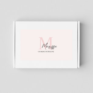 Minimalistisch Monogram Initiaal & Naam Pastel Roz Rechthoekige Sticker