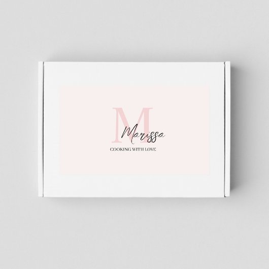 Minimalistisch Monogram Initiaal & Naam Pastel Roz Rechthoekige Sticker