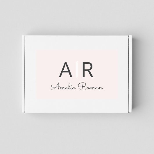 Minimalistisch Monogram Initiaal & Naam Pastel Roz Rechthoekige Sticker