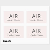 Minimalistisch Monogram Initiaal & Naam Pastel Roz Rechthoekige Sticker (Vel)