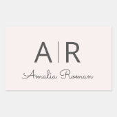 Minimalistisch Monogram Initiaal & Naam Pastel Roz Rechthoekige Sticker (Voorkant)