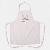 Minimalistisch Monogram Initiaal & Naam Pastel Roz Schort (Voorkant)