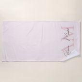 Minimalistisch Monogram Initiaal & Naam Pastel Roz Strandlaken (Voorkant)