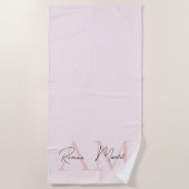 Minimalistisch Monogram Initiaal & Naam Pastel Roz Strandlaken (Voorkant)