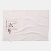 Minimalistisch Monogram Initiaal & Naam Pastel Roz Theedoek (Horizontaal)