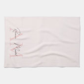 Minimalistisch Monogram Initiaal & Naam Pastel Roz Theedoek (Horizontaal)