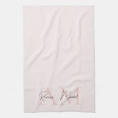 Minimalistisch Monogram Initiaal & Naam Pastel Roz Theedoek (Verticaal)