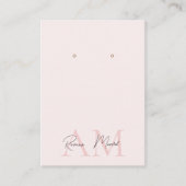Minimalistisch Monogram Initiaal & Naam Pastel Roz Visitekaartje (Voorkant)