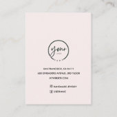 Minimalistisch Monogram Initiaal & Naam Pastel Roz Visitekaartje (Achterkant)