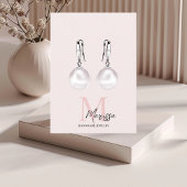 Minimalistisch Monogram Initiaal & Naam Pastel Roz Visitekaartje