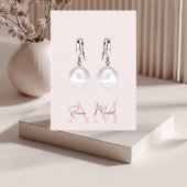 Minimalistisch Monogram Initiaal & Naam Pastel Roz Visitekaartje