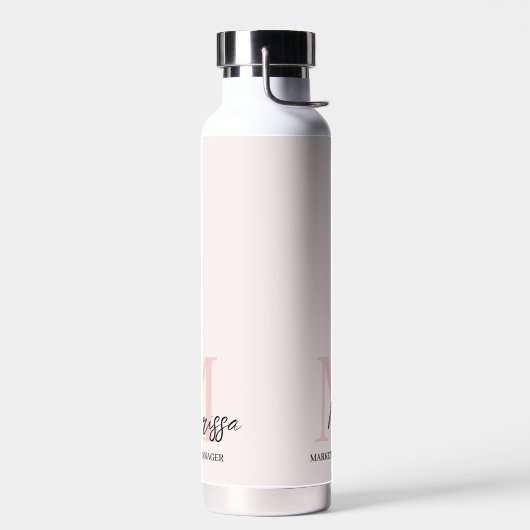 Minimalistisch Monogram Initiaal & Naam Pastel Roz Waterfles (Links)