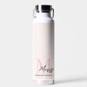 Minimalistisch Monogram Initiaal & Naam Pastel Roz Waterfles (Voorkant)