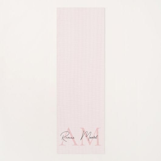 Minimalistisch Monogram Initiaal & Naam Pastel Roz Yogamat (Voorkant)