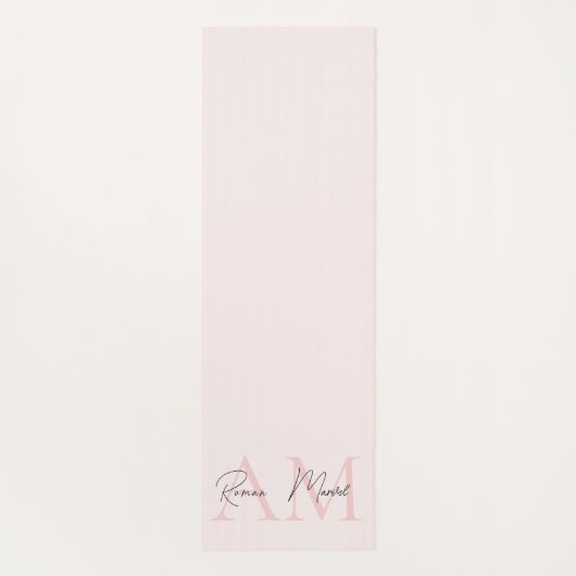 Minimalistisch Monogram Initiaal & Naam Pastel Roz Yogamat (Achterkant)