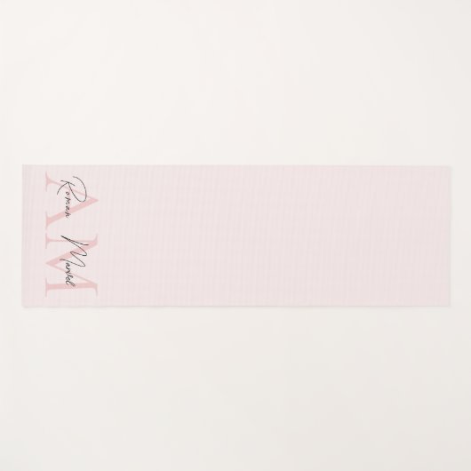 Minimalistisch Monogram Initiaal & Naam Pastel Roz Yogamat (Voorkant (horizontaal))