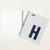 Minimalistisch Monogram Initiaal Silver Grey Blue  Planner (Display)