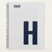 Minimalistisch Monogram Initiaal Silver Grey Blue Planner (Voorkant)