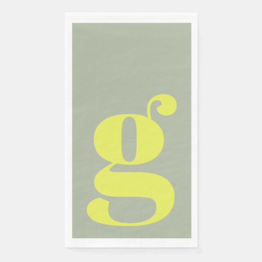 Minimalistisch Monogram Initiaal Vet Sage Chartreu Servet (Voorkant)
