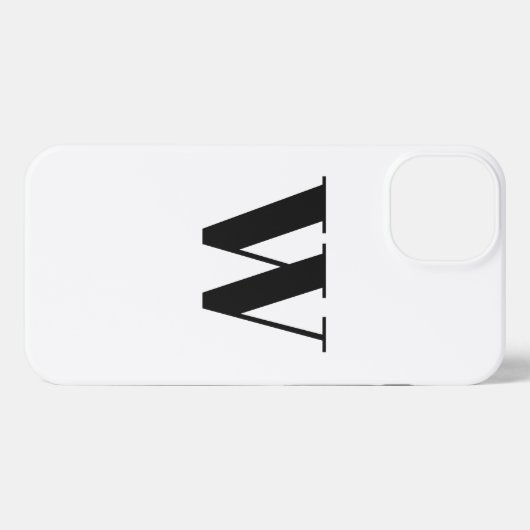 Minimalistisch monogram initiaal zwart-wit iPhone hoesje (Achterkant horizontaal)