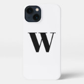 Minimalistisch monogram initiaal zwart-wit iPhone hoesje (Achterkant)