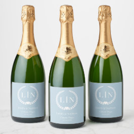 Minimalistisch monogram Initialen Sparkling Wijnetiket