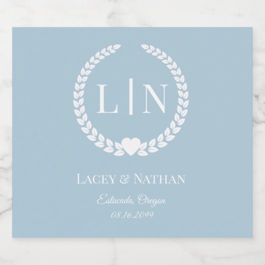 Minimalistisch monogram Initialen Sparkling Wijnetiket (Enkel label)