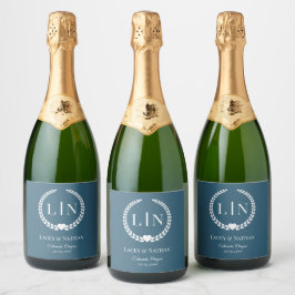 Minimalistisch monogram Initialen Sparkling Wijnetiket