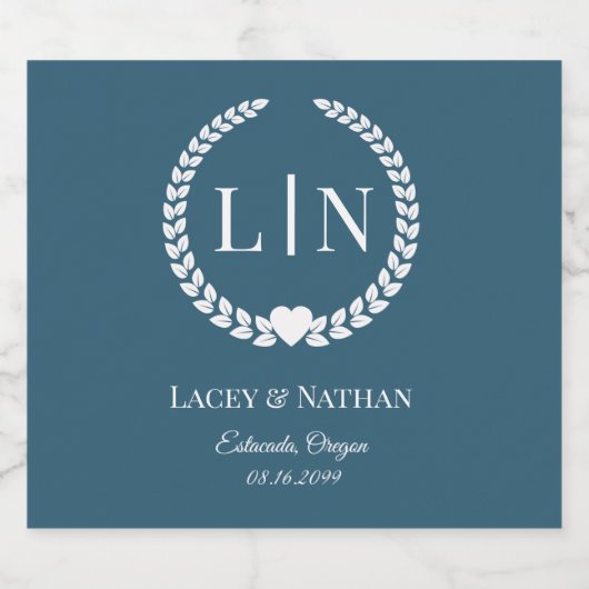 Minimalistisch monogram Initialen Sparkling Wijnetiket (Enkel label)