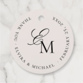 Minimalistisch Monogram Ivoor Editoriaal Huwelijk Bedankjes Labels (Achterkant)