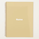 Minimalistisch monogram jaarnaam kameel beige planner (Voorkant)