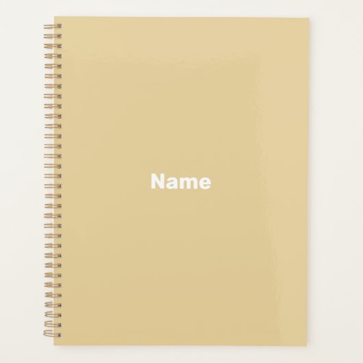 Minimalistisch monogram jaarnaam kameel beige planner (Voorkant)